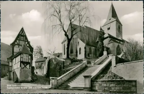 Ansichtskarte Bad Orb Katholische Kirche und kleines Haus Fotokarte 1968