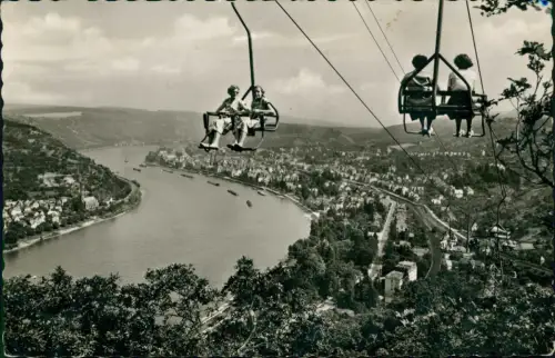 Ansichtskarte Boppard Blick ins Rheintal Sessellift Fotokarte 1954