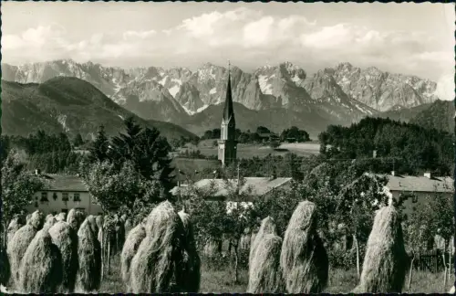 Ansichtskarte Übersee (Chiemgau) Blick auf den Ort mit Heugarben 1965