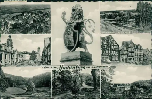 Ansichtskarte Hachenburg Markt Luftbild Schwimmbad u.v.m. 1962