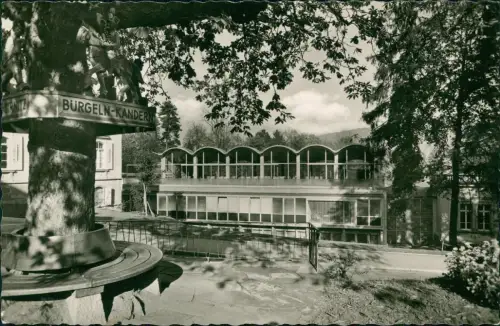 Ansichtskarte Badenweiler Stadtpartie Baum mit geschnitzten Wegweiser 1959