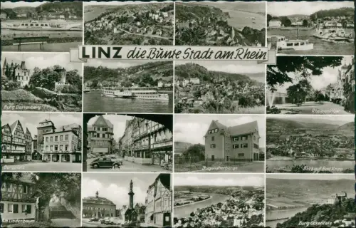 Linz am Rhein Mehrbildkarte Dampfer VW Käfer Stadtansichten 1963