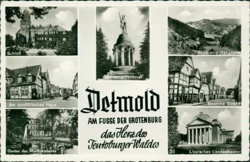 Ansichtskarte Detmold MB: Schloß Krumme Straße u.a. 1959