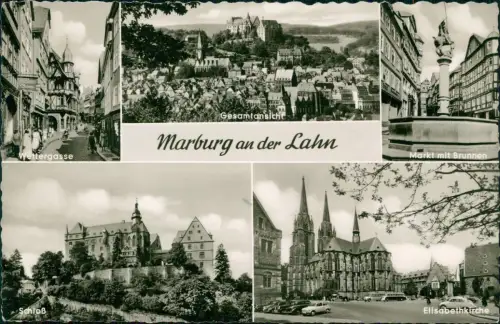 Marburg an der Lahn Wettergasse Markt mit Brunnen Schloß MB 1960