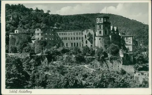 Ansichtskarte Heidelberg Heidelberger Schloss Seitenansicht 1952