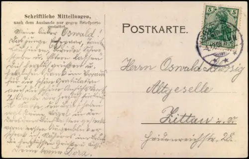 Ansichtskarte Colditz Postplatz 1909