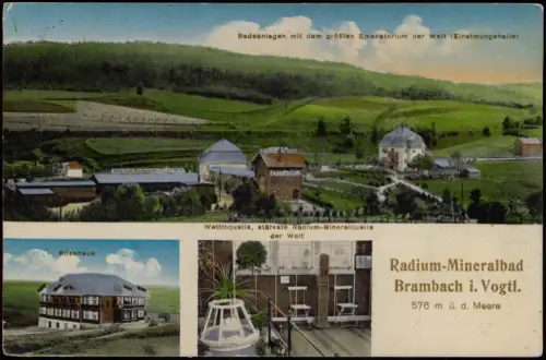 Ansichtskarte Bad Brambach 3 Bild Bosehaus, wettinquelle 1913