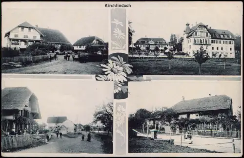 Ansichtskarte Kirchlindach b. Bern 4 Bild Straßen u Häuser 1912 Helvetia Suisse