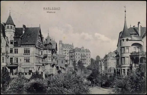 Postcard Karlsbad Karlovy Vary Straßenpartie Westend 1912