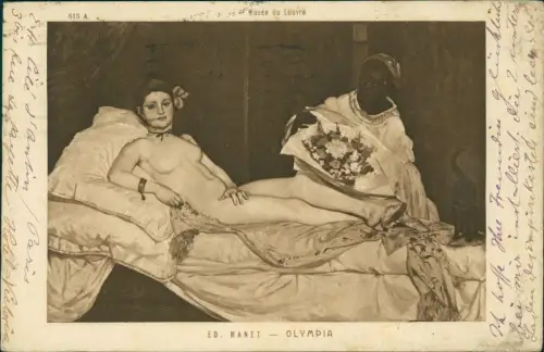 Künstlerkarte Gemälde Louvre Paris Erotik nackt Ed. Manet Olympia 1924