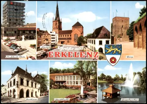 Ansichtskarte Erkelenz Mehrbild-AK mit Sparkasse, Markt, Stadthalle uvm. 1978