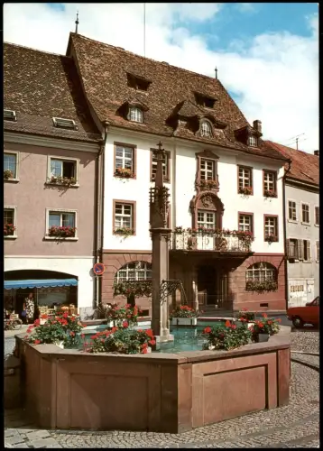 Endingen am Kaiserstuhl Rathaus, Brunnen, Obst-/Gemüse Geschäft 1980