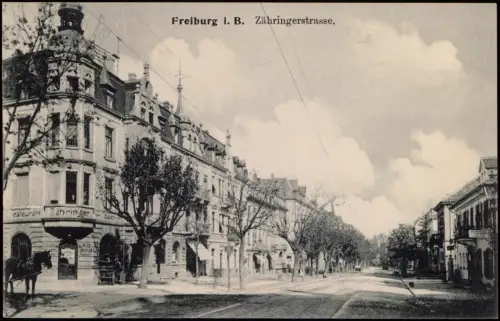 Ansichtskarte Freiburg im Breisgau Zähringerstrasse. 1913