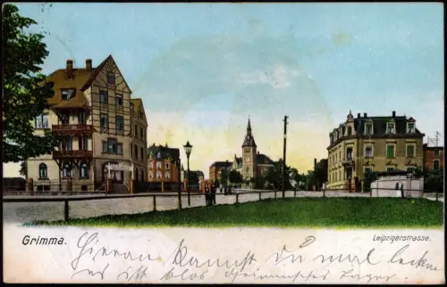 Ansichtskarte Grimma Leipziger Straße 1910