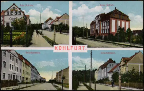 Postcard Kohlfurt Węgliniec 4 Bild Schulstraße Schule 1917