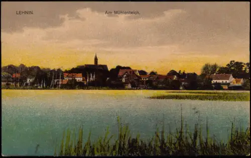 Ansichtskarte Lehnin-Kloster Lehnin Am Mühlenteich. Abendrot 1914