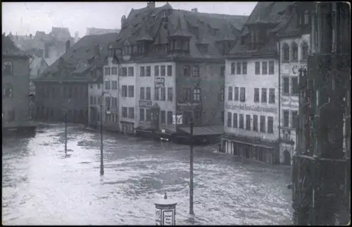Ansichtskarte Nürnberg Hauptmarkt Hochwasser Katastrophe 1909