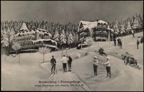 Brückenberg-Krummhübel Karpacz Górny Karpacz Hotel Germania Skifahrer 1925