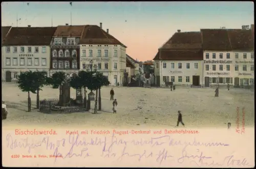 Ansichtskarte Bischofswerda Markt Bahnhofstraße 1908