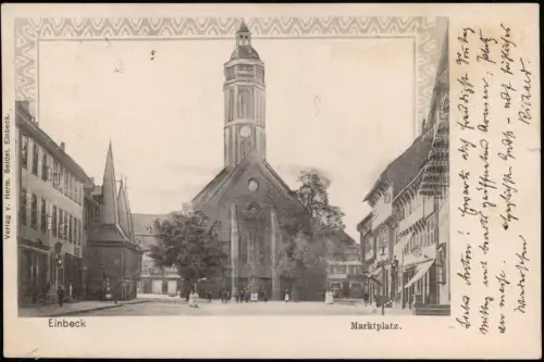 Ansichtskarte Einbeck Markt Geschäfte 3D-Effekt 1901