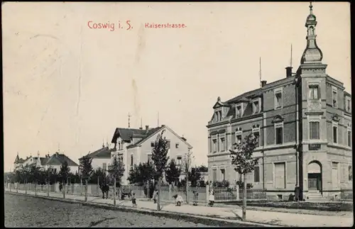 Ansichtskarte Coswig (Sachsen) Kaiserstrasse. 1909