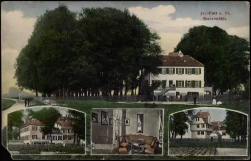 Ansichtskarte Frankfurt am Main 4 Bild Gerbermühle mit Innenansicht 1907