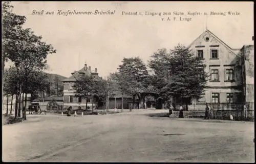 Kupferhammer-Grünthal-Olbernhau Postamt Eingang Messingwerke 1910