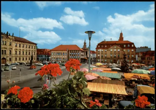 Ansichtskarte Erlangen Markt Marktplatz mit Schloß und Rathaus 1970