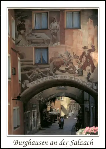 Burghausen a.d.S. Altstadt in den Grüben, bemalte Haus-Fassade 2000