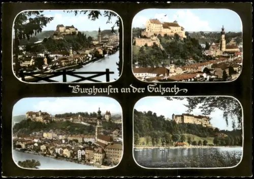Ansichtskarte Burghausen a.d.S. Mehrbildkarte mit 4 Ortsansichten 1965
