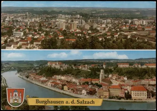 Ansichtskarte Burghausen a.d.S. Neustadt und Altstadt (Luftaufnahmen) 1975