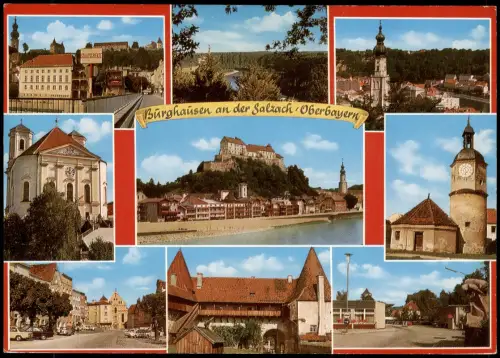 Ansichtskarte Burghausen a.d.S. Mehrbildkarte mit div. Ortsansichten 1975