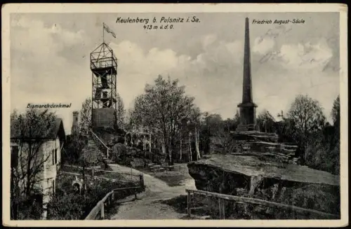 Ansichtskarte Pulsnitz Keulenberg Bismarckdenkmal Säule 1935