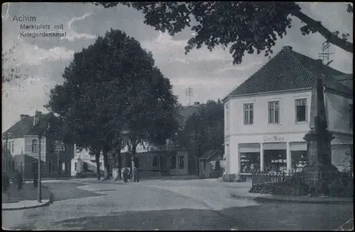 Ansichtskarte Achim Marktplatz mit Kriegerdenkmal 1921