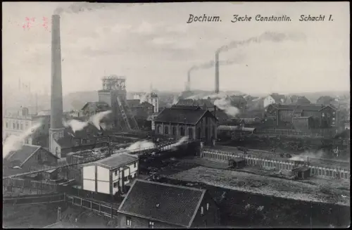 Ansichtskarte Bochum Zeche Constantin. Schacht I. Bergbau 1908