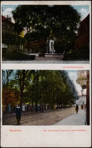 Ansichtskarte Bielefeld 2 Bild Brunnen, Ulmenwall während Konzert 1917
