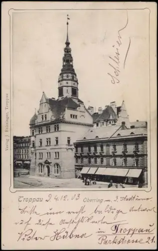 Postcard Troppau Opava Oberring, Geschäfte 1903