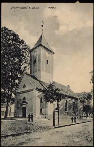 Ansichtskarte Hermsdorf-Berlin Partie an der Kirche 1913