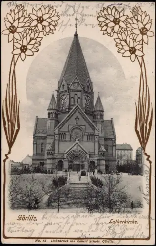 Ansichtskarte Görlitz Zgorzelec Lutherkirche Jugendstil Art nouveau 1901