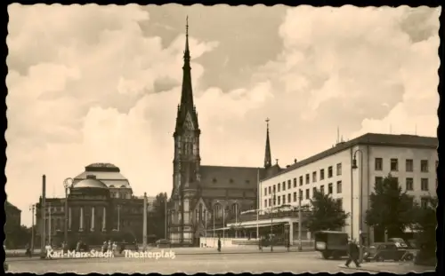 Ansichtskarte Chemnitz Theaterplatz zur DDR-Zeit 1963