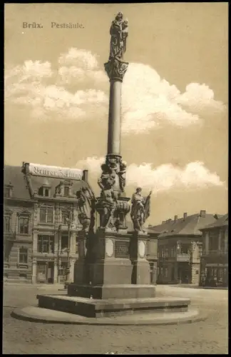 Postcard Brüx Most Pestsäule. Brüxer Zeitung 1912