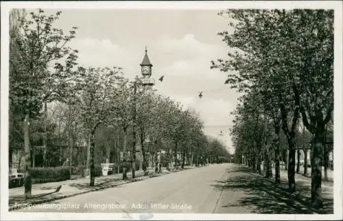 Ansichtskarte Altengrabow Truppenübungsplatz Straße Turm mit Uhr 1939