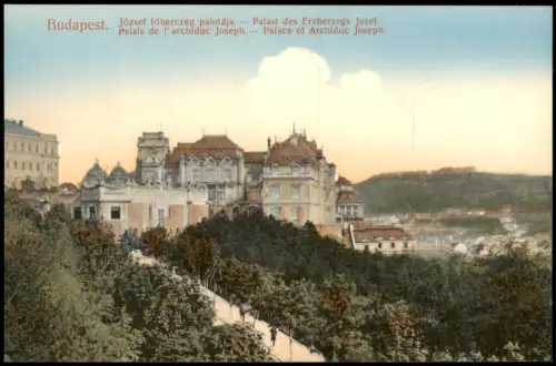 Postcard Budapest József főherczeg palotája. 1909