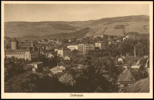 Ansichtskarte Zschopau Blick über die Stadt 1927