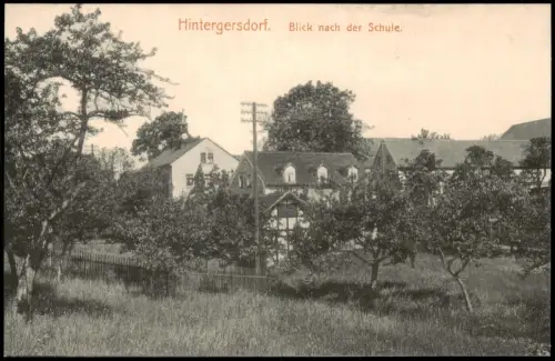 Ansichtskarte Hintergersdorf-Tharandt Blick nach der Schule. 1912