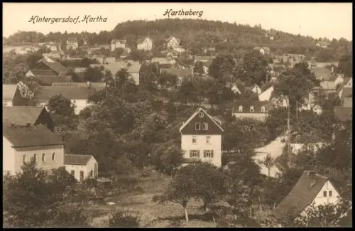 Ansichtskarte Hintergersdorf-Tharandt Stadtpartie mit Harthaberg 1912