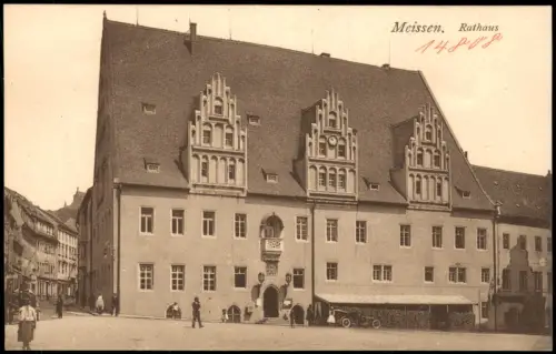 Ansichtskarte Meißen Partie am Rathaus - Auto 1912