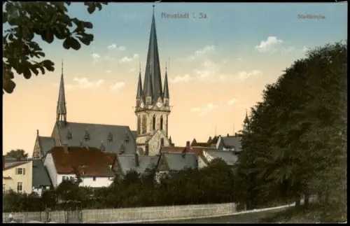 Ansichtskarte Neustadt (Sachsen) Stadtpartie Stadtkirche 1912