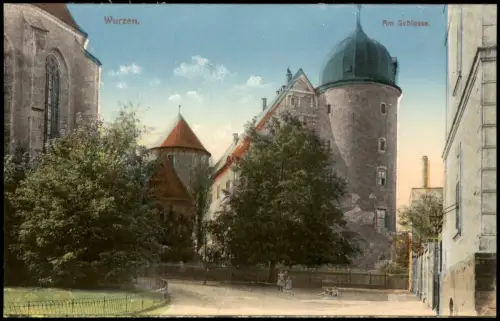 Ansichtskarte Wurzen Partie am Schloß 1918
