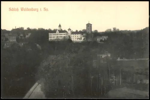 Ansichtskarte Waldenburg (Sachsen) Fernsicht auf das Schloß 1912